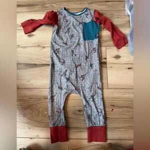 Playful Cityscape Kids Bodysuit with Red and Teal Accents